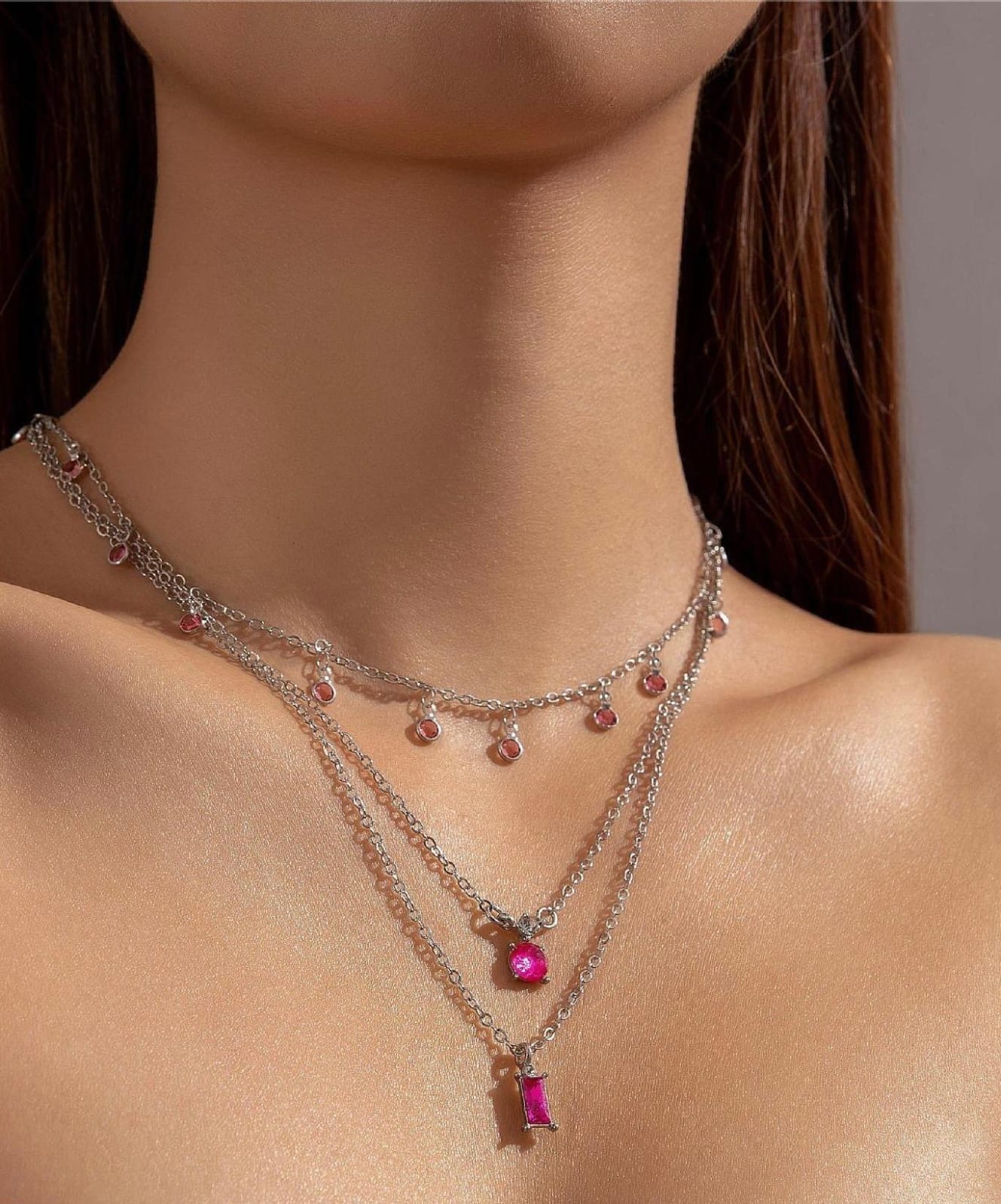 Ruby Charm Layered Necklace – Dainty & Elegant
