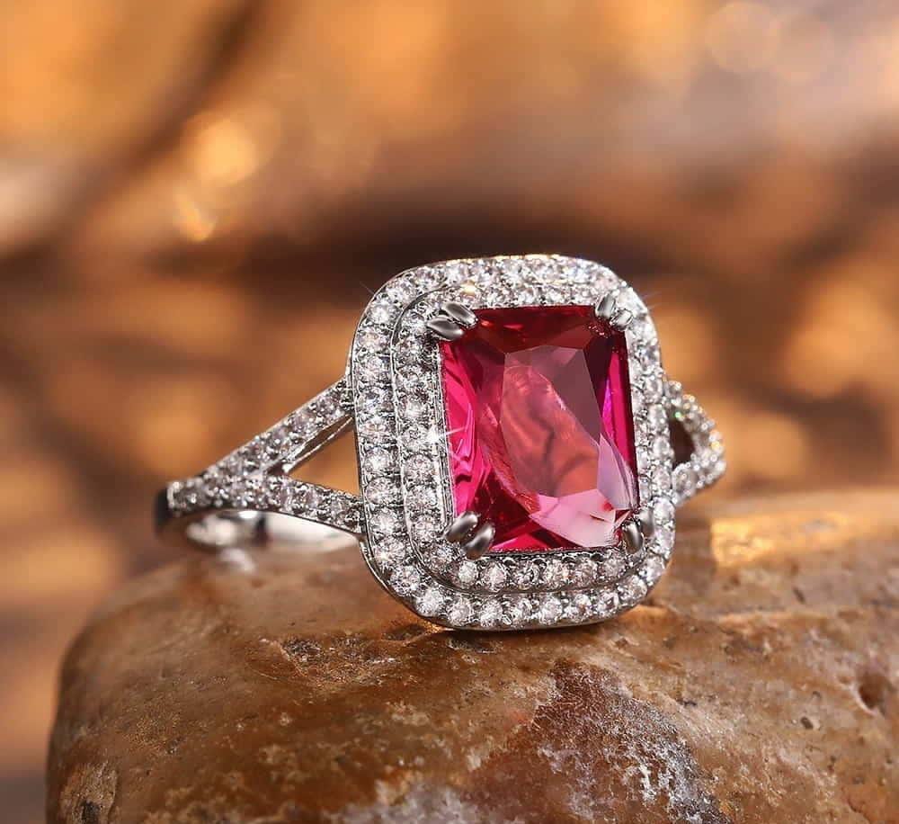 Radiant Ruby Halo Ring – Glamorous & Bold