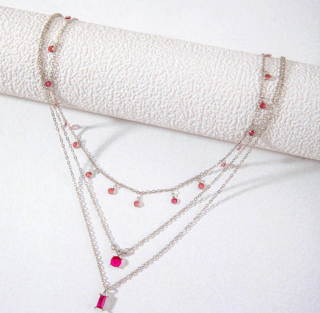 Ruby Charm Layered Necklace – Dainty & Elegant