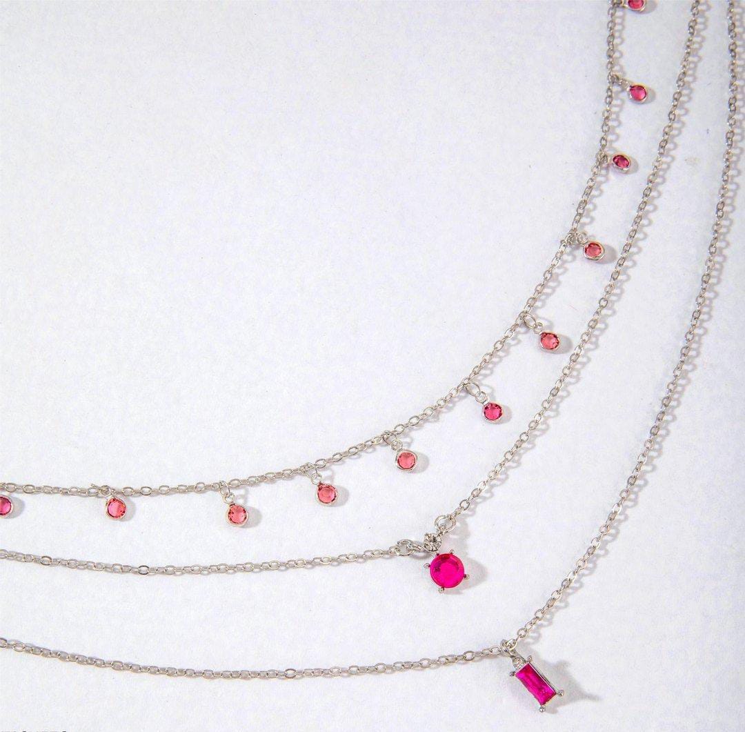 Ruby Charm Layered Necklace – Dainty & Elegant