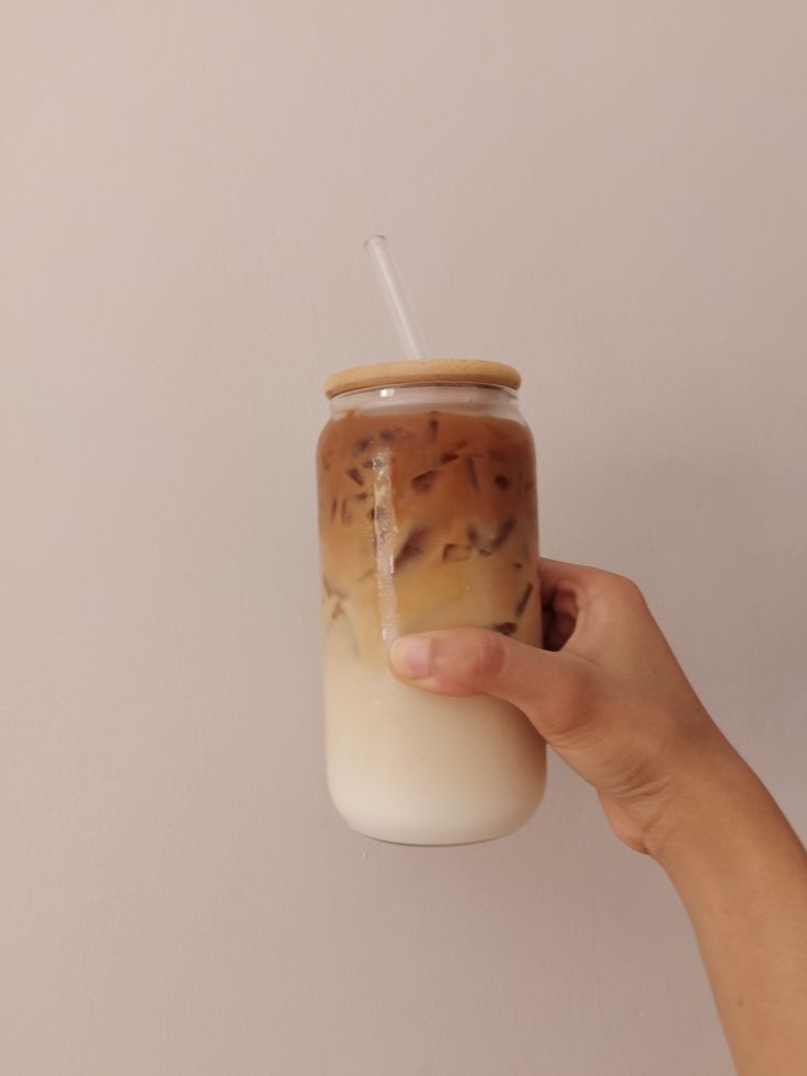 Clear Glass Cup with Bamboo Lid & Straw