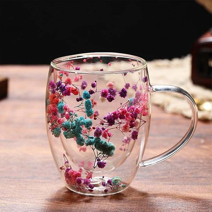 Aesthetic Dried Flowers Double-Walled Mug