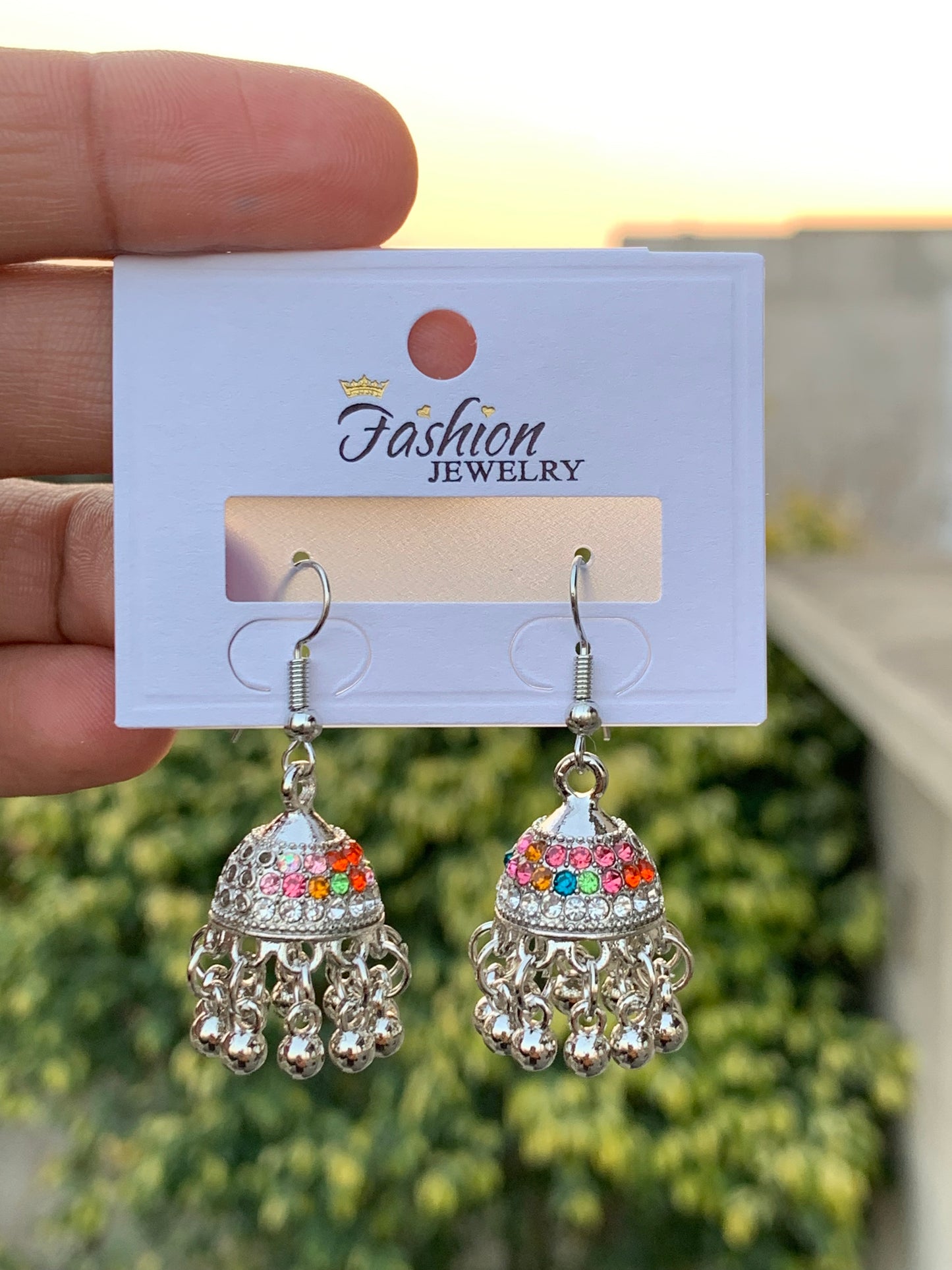 The Sparkling Rhinestone Jhumka