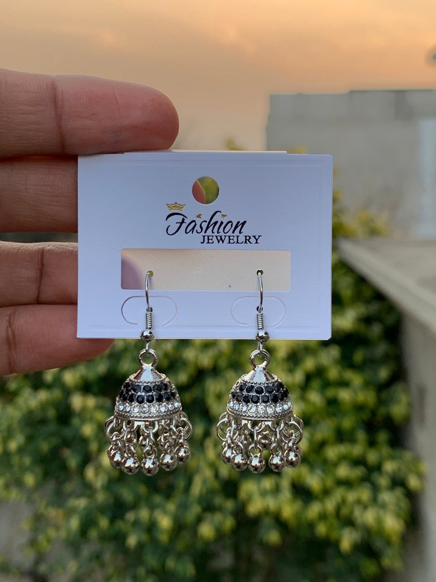The Sparkling Rhinestone Jhumka