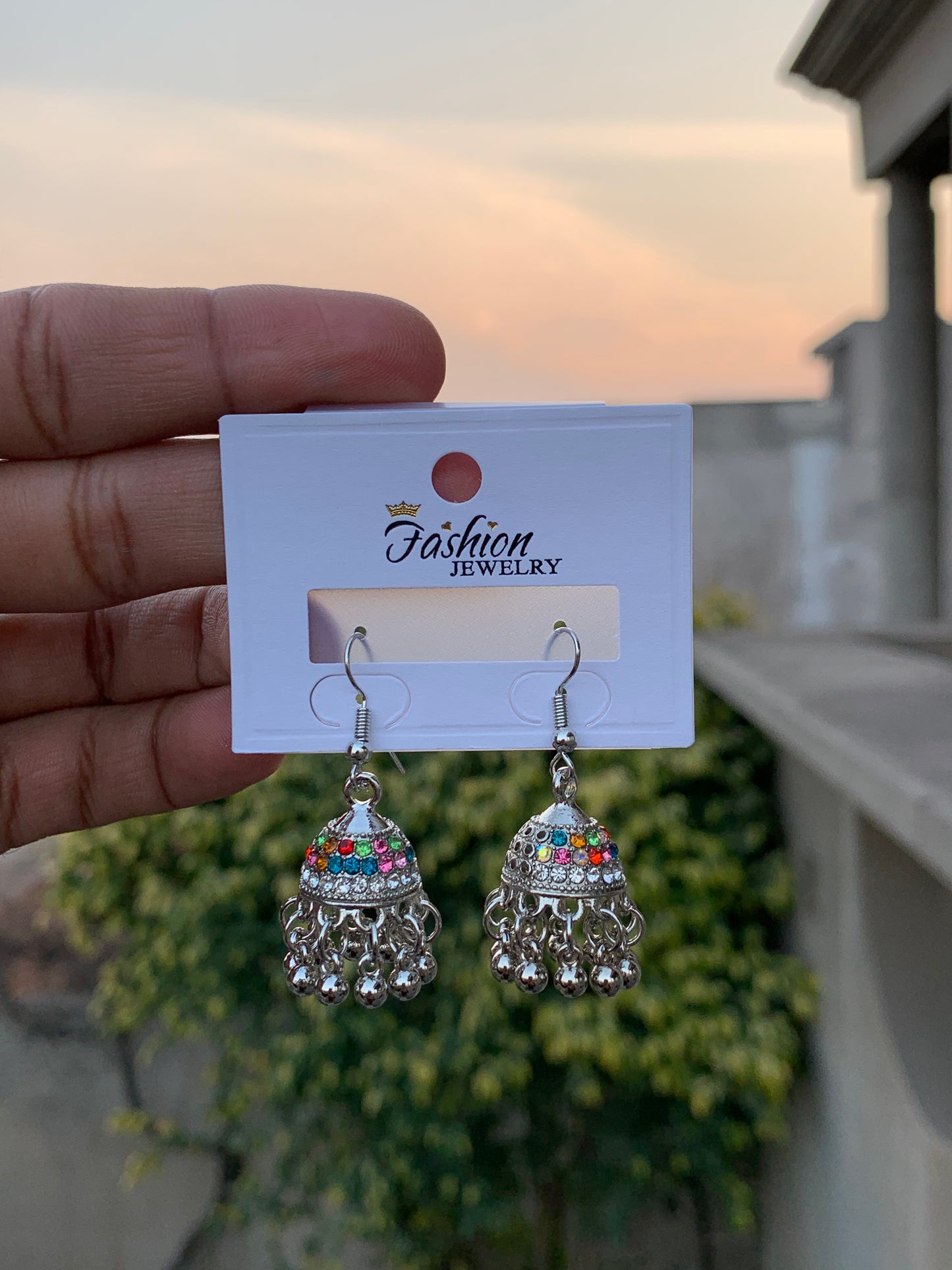 The Sparkling Rhinestone Jhumka