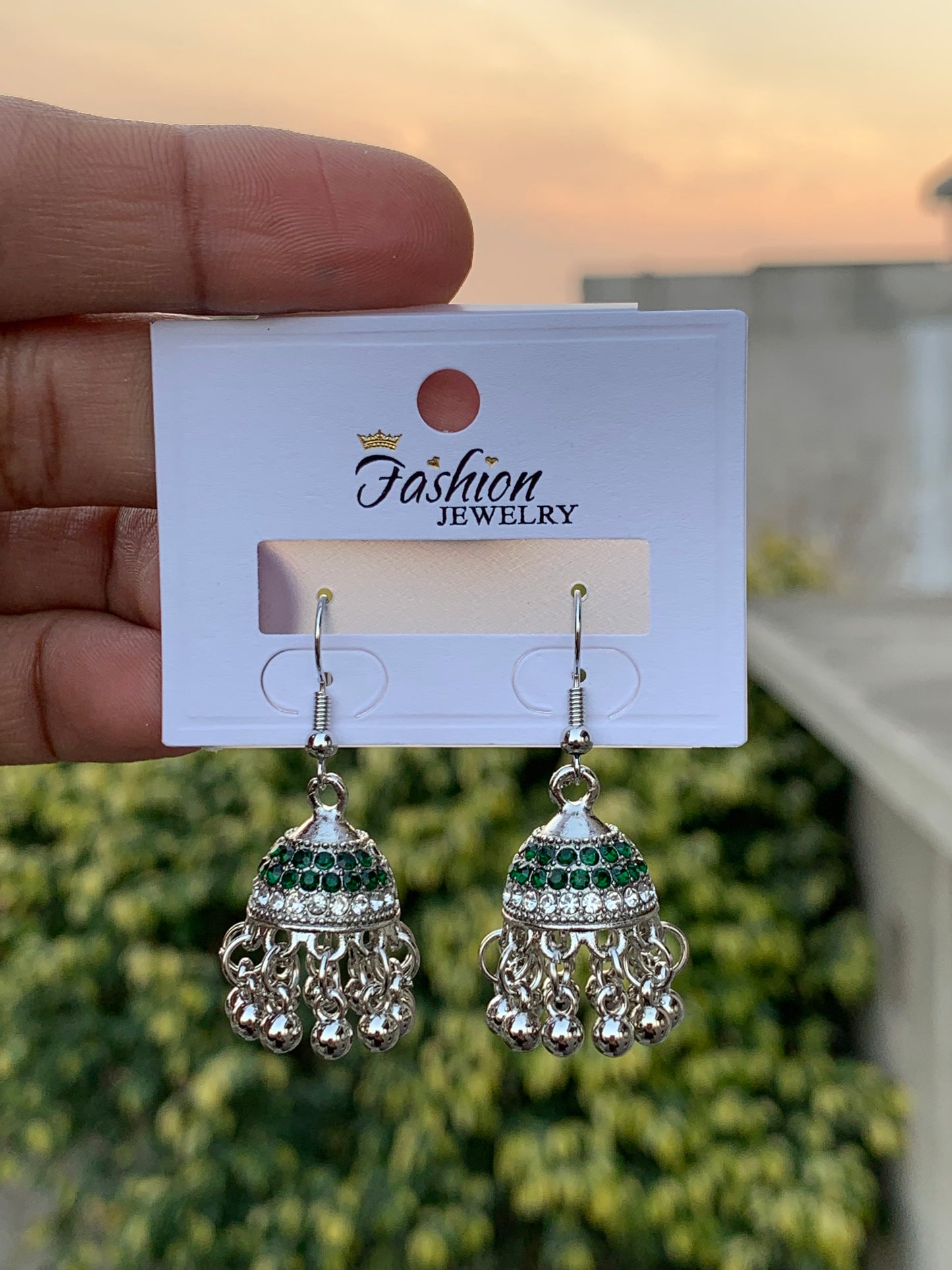 The Sparkling Rhinestone Jhumka