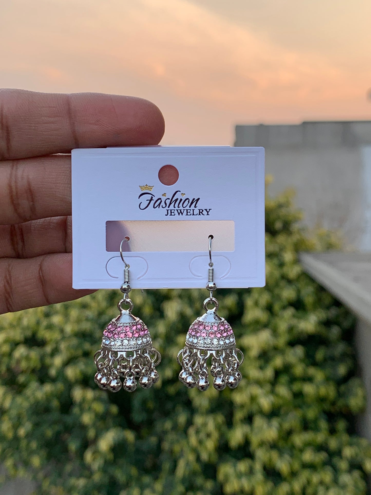 The Sparkling Rhinestone Jhumka
