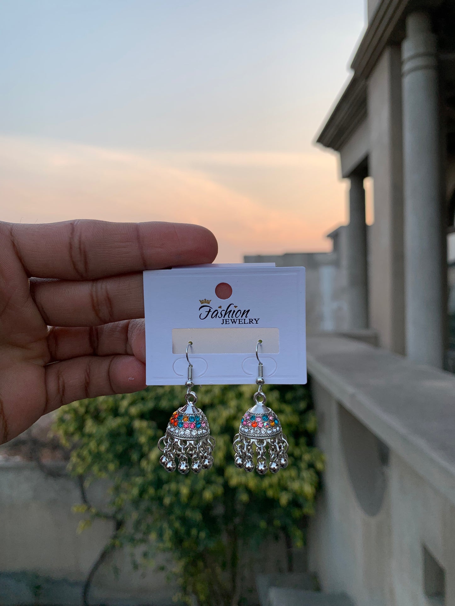 The Sparkling Rhinestone Jhumka