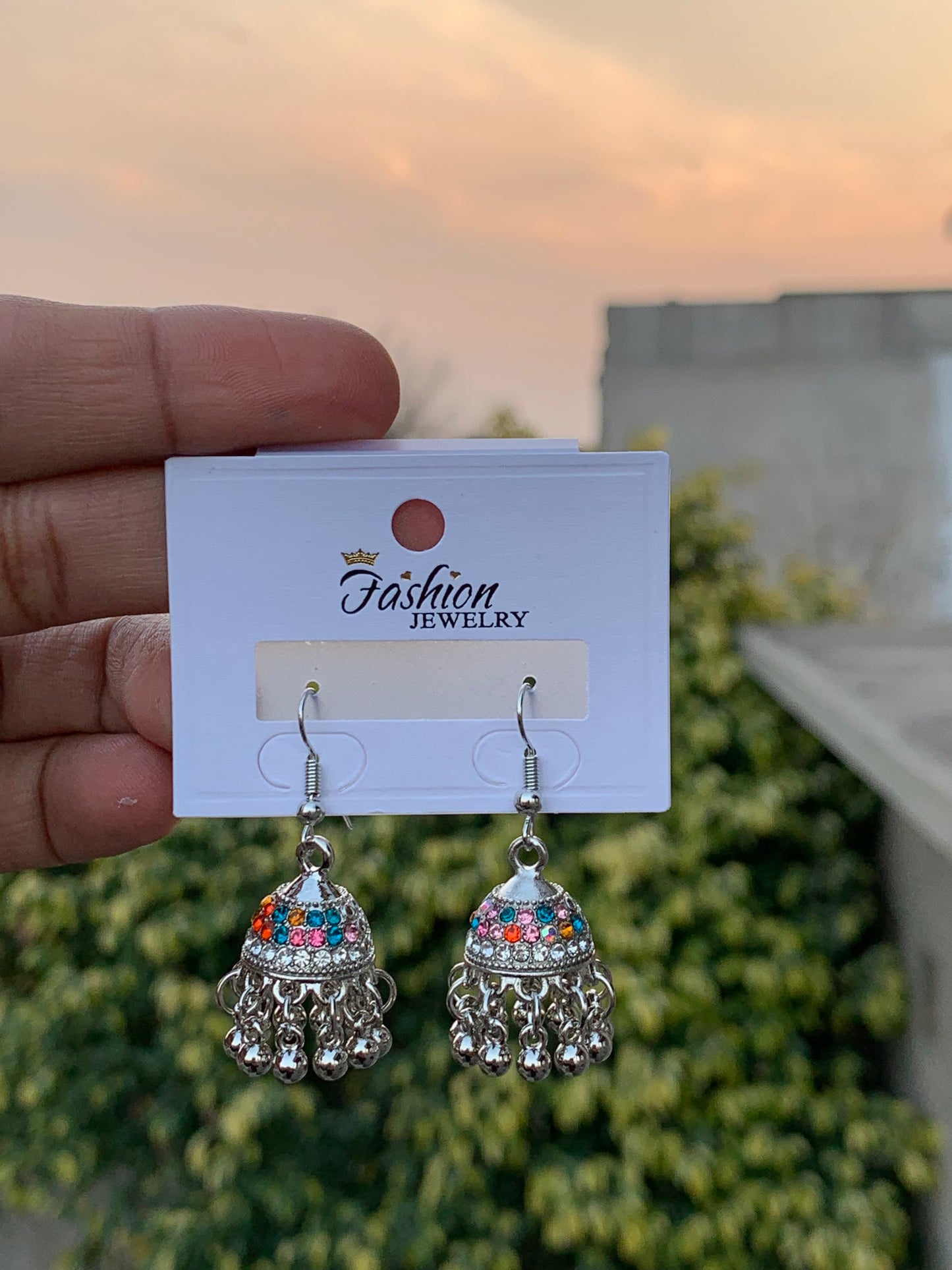 The Sparkling Rhinestone Jhumka