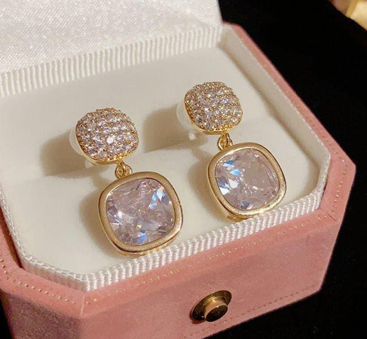 Royal Crystal Drop Earrings – Gold Plated Statement Style