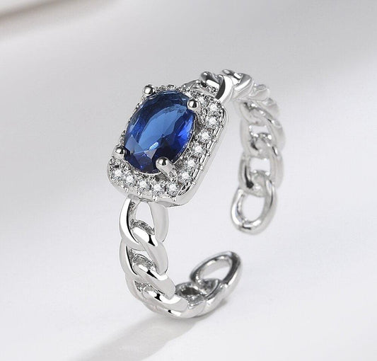 Royal Blue Gemstone Ring – Bold, Elegant & Adjustable