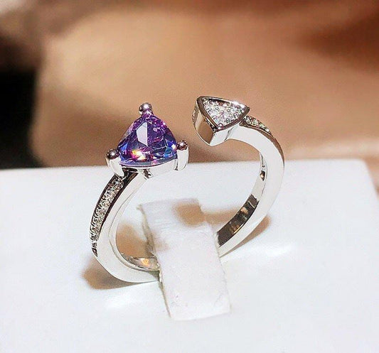 Mystic Amethyst Open Ring – Adjustable Glam