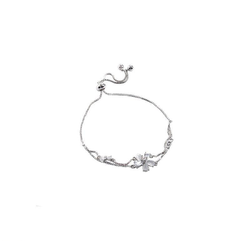 Silver Flower Charm Bracelet – Adjustable & Elegant Design
