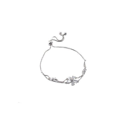 Silver Flower Charm Bracelet – Adjustable & Elegant Design