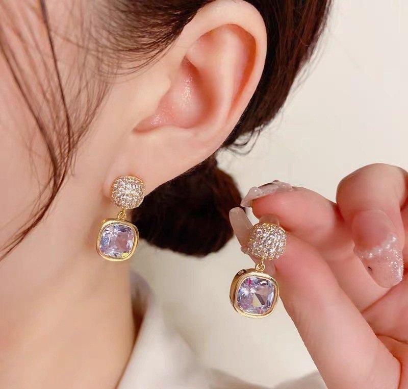 Royal Crystal Drop Earrings – Gold Plated Statement Style
