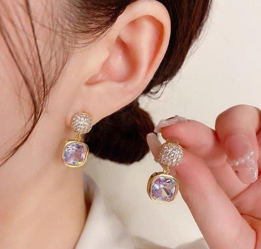 Royal Crystal Drop Earrings – Gold Plated Statement Style