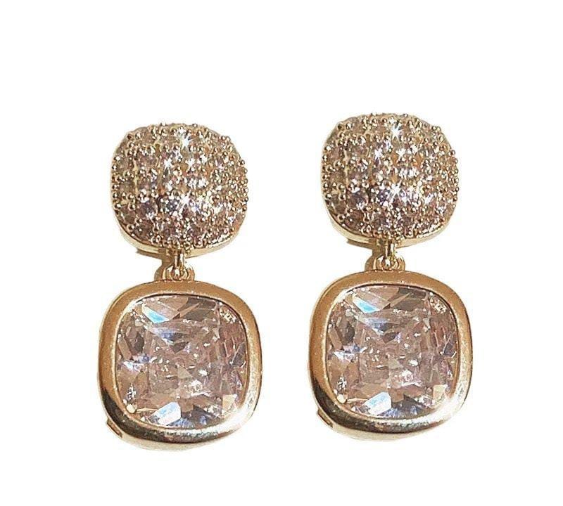 Royal Crystal Drop Earrings – Gold Plated Statement Style