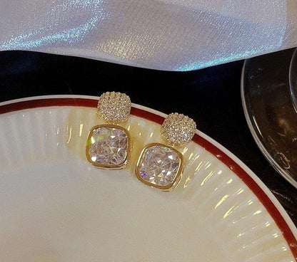 Royal Crystal Drop Earrings – Gold Plated Statement Style