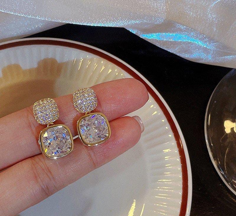 Royal Crystal Drop Earrings – Gold Plated Statement Style