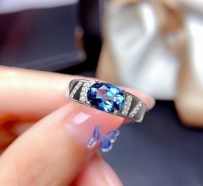Blue Sapphire Charm Ring – Bold & Elegant