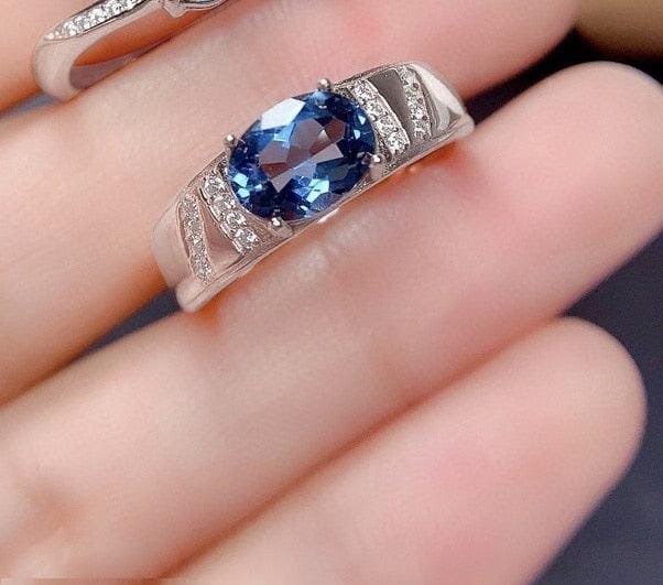 Blue Sapphire Charm Ring – Bold & Elegant