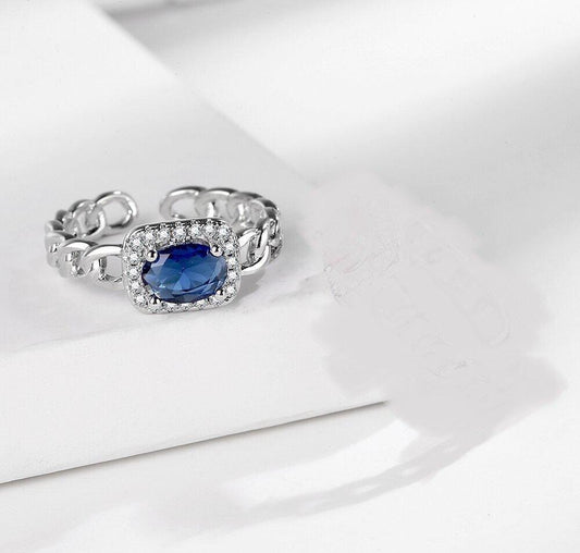 Royal Blue Gemstone Ring – Bold, Elegant & Adjustable