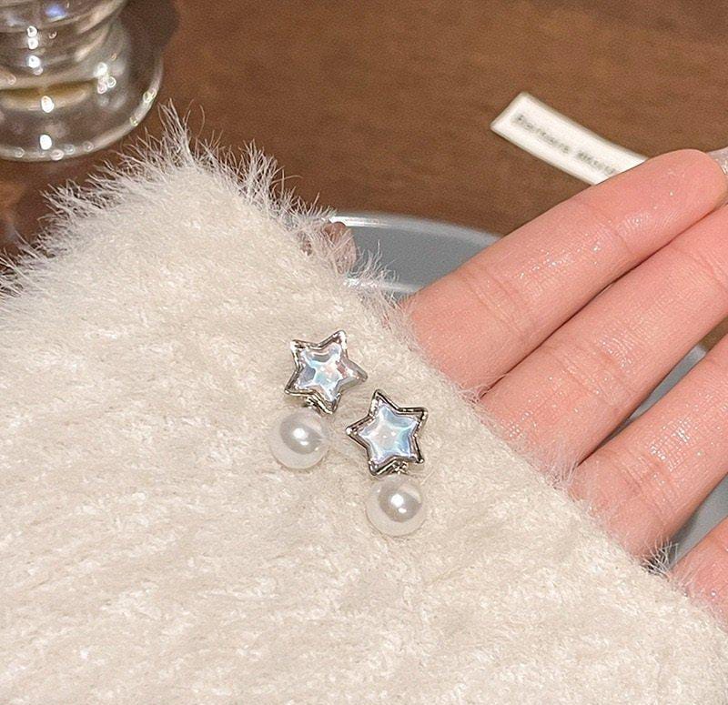 Starry Pearl Drop Studs – Dreamy Shine
