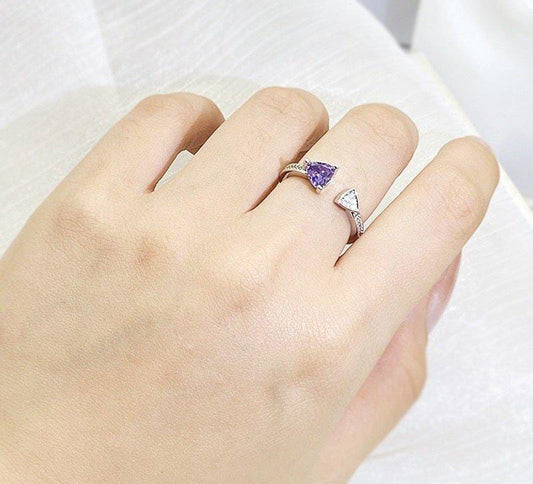 Mystic Amethyst Open Ring – Adjustable Glam