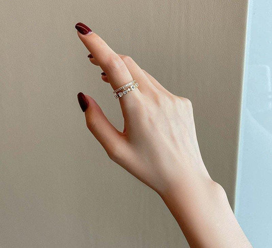 Elegant Gold Triple-Band Ring – Sparkling Cubic Zirconia Accents