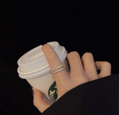 Elegant Gold Triple-Band Ring – Sparkling Cubic Zirconia Accents