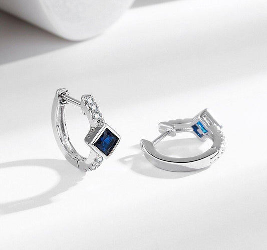 Elegant Black Diamond Hoop Earrings – Modern & Minimalist Design